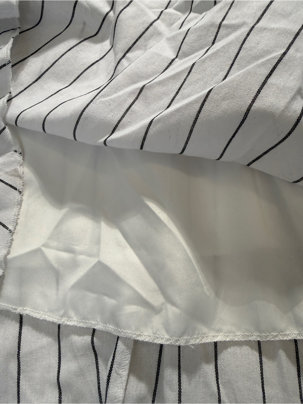 Simplee White Black Striped Smocked Midi Dress Linen Blend Flutter Sleeve Small - Picture 7 of 11